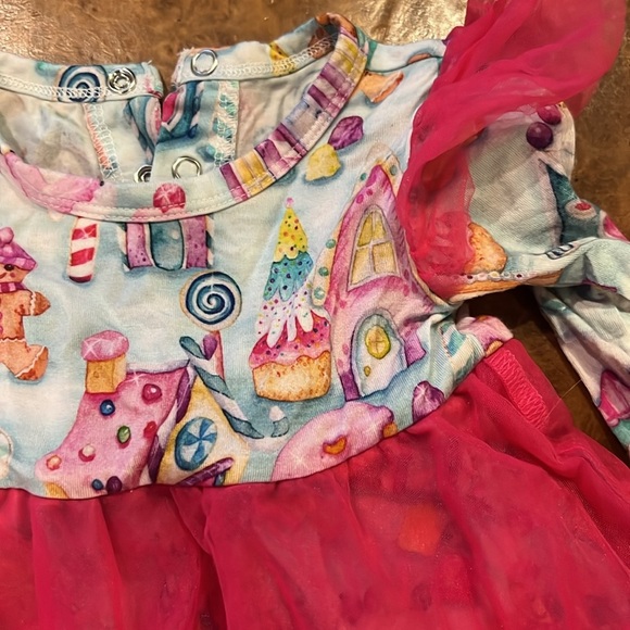 Gingerbread Print Tulle Bodysuit Dress - Picture 2 of 3